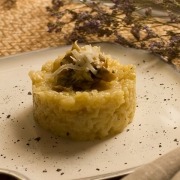 risotto de champiñones y queso parmesano