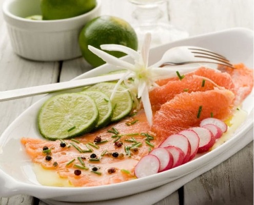 carpaccio de salmón ahumado