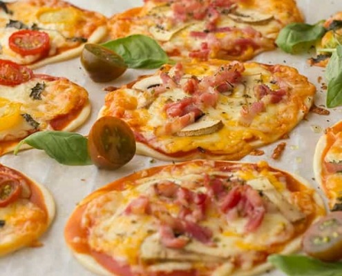 mini pizzas con obleas