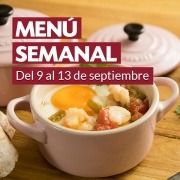 Menú semanal del 9 al 13 de septiembre