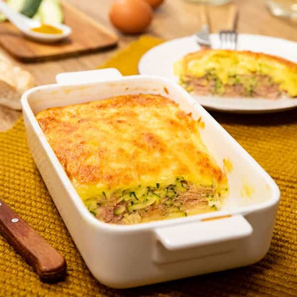 pastel de calabacin gratinado