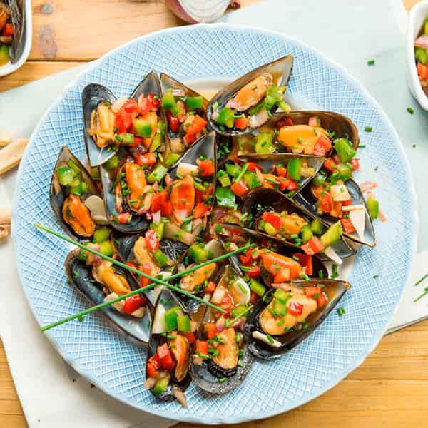 mejillones en vinagreta oriental